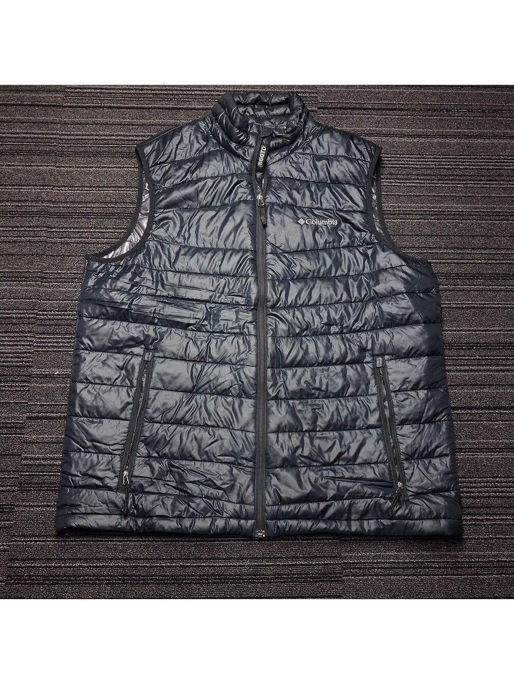 Columbia 860 TurboDown Omni Heat Mens L Black Puffer Vest Full Zip Lightweight